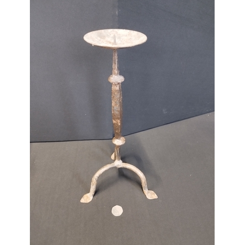 271 - Vintage Iron Single Tripod Candlestick Holder. Approx 38cm Tall.