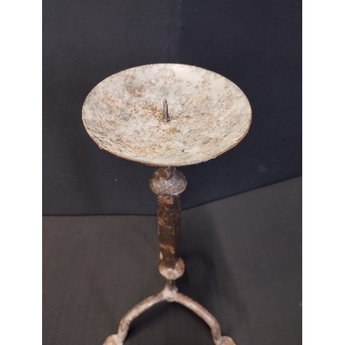 271 - Vintage Iron Single Tripod Candlestick Holder. Approx 38cm Tall.