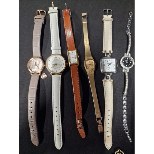 280 - A selection of ladies watches include Radley, Accurist, Sekonda and more. Also three pocket watches.