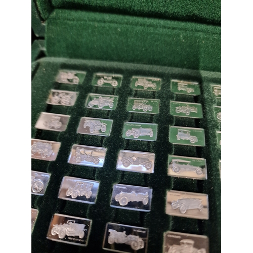 287 - The 100 greatest cars. Sterling silver miniature ingots collection by John Pinches Limited