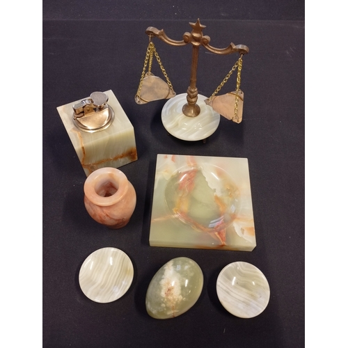 291 - Selection of Onyx Items including Scales & Lighter.