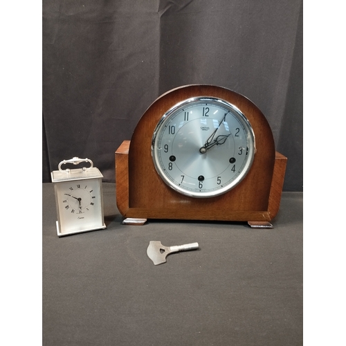 296 - Vintage c1940 Mantle Clock and Small Swiza Clock