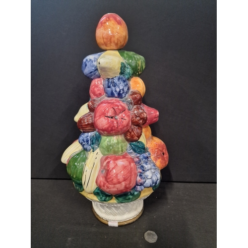 324 - Vintage Italian Hand Painted Majolica style Scaggiari Ceramic Fruit Topiary Centerpiece