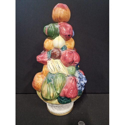 324 - Vintage Italian Hand Painted Majolica style Scaggiari Ceramic Fruit Topiary Centerpiece