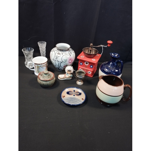 337 - Selection of Vintage Collectable Items inc Bohemian Vase, Coffee Grinder, Sadler Jug, Queens Bone Ch... 