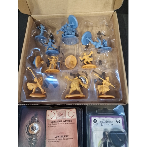 343 - A selection of Guild Ball game characters, game deck of cards and The Union Fractured Loyalties figu... 