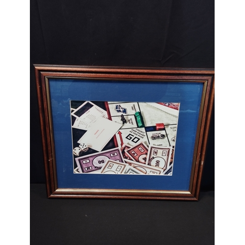 353 - Three Picture Frames with Pictures Depicting Board Games. Scrabble, Yahtzee and Monopoly. Approx. 40... 