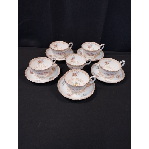 361 - Vintage Crown Bone China Cups and Saucers