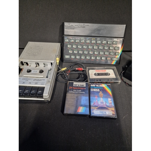 376 - ZX Spectrum sinclair.  With Cassette, user guide, video vault game and chess game