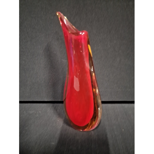 382 - Marano Amber and red sommerso glass vase. Approximately 8 inches