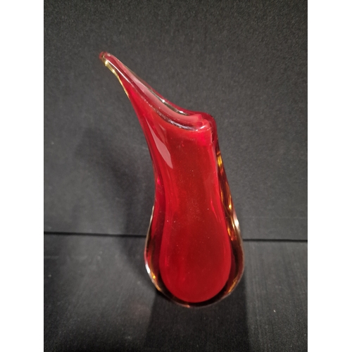 382 - Marano Amber and red sommerso glass vase. Approximately 8 inches