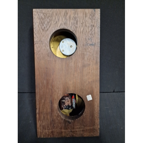 383 - Brass on wood Barometer 
Approximately 36x7.5 inches