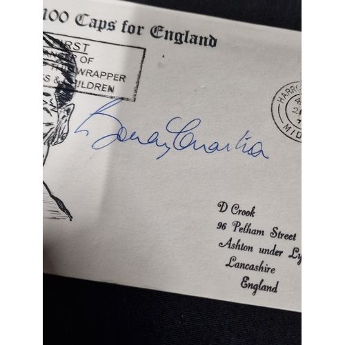 385 - One hundred caps for england first day stamp signed by Bobby Charlton dated 1970