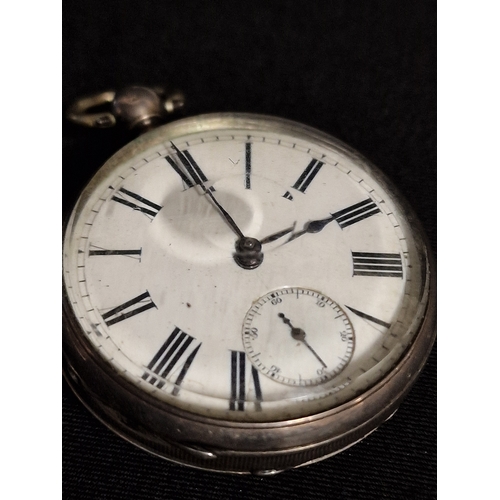 390 - Antique Sterling silver mens pocket watch.  Chester hallmark. Letter N 1876