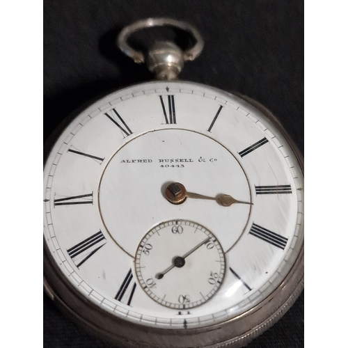 391 - A antique single fusee mens pocket watch sterling 925 silver. 
 Chester,  letter R 1880