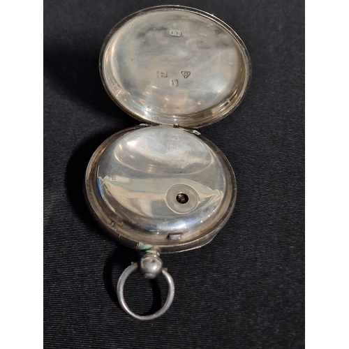 391 - A antique single fusee mens pocket watch sterling 925 silver. 
 Chester,  letter R 1880