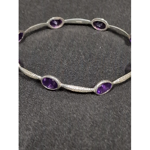 396 - Sterling silver and amethyst ladies bracelet