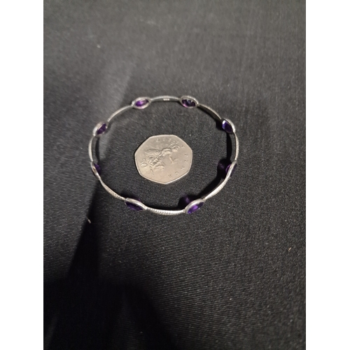 396 - Sterling silver and amethyst ladies bracelet