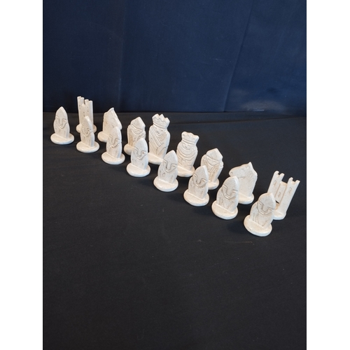 49 - Vintage Collectible Ceramic Chess Set Pieces. Full Set. Isle of Lewis style