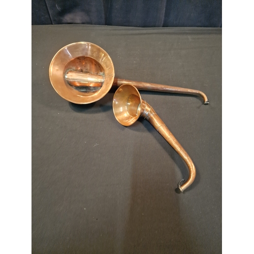 130 - Two vintage copper hearing horns or hearing trumpets.  2 different sizes.