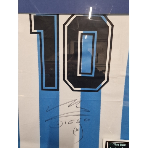 391 - A Hand of God framed 1986 Argentina World Cup Jersey number 10. Signed September 2019 by Diego Marad... 