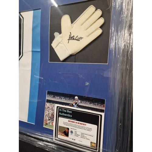 391 - A Hand of God framed 1986 Argentina World Cup Jersey number 10. Signed September 2019 by Diego Marad... 