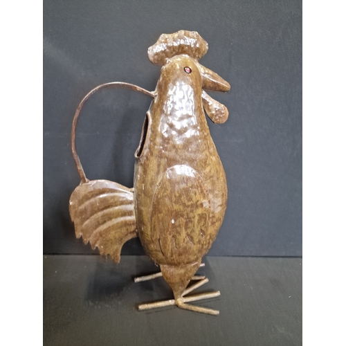 Three 1960's metal animal watering cans. Chicken, pig and bird.