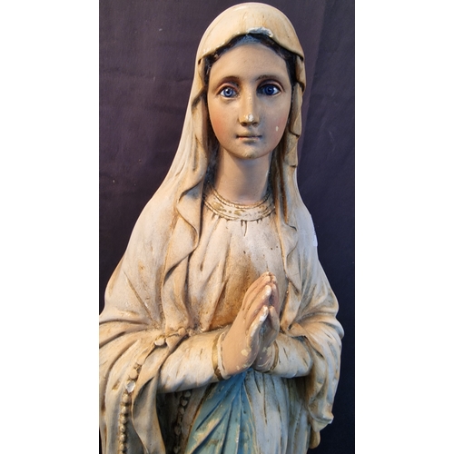 8 - Antique Large Our Lady of Lourdes Religious Statue. Stands approximately 75cm H. Made from plaster