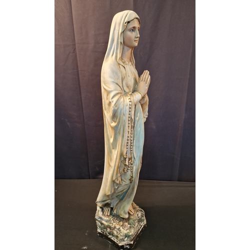 8 - Antique Large Our Lady of Lourdes Religious Statue. Stands approximately 75cm H. Made from plaster