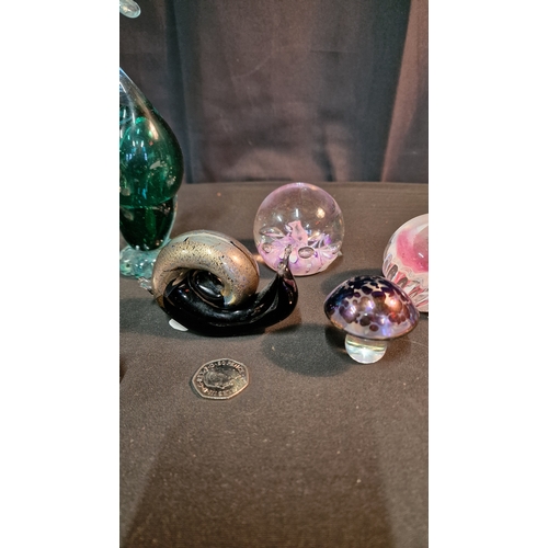 30 - A collection of Caithness, Selkirk and Murano paper weights and glass ware.