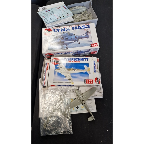 73 - Two vintage AIRFIX model kits. 
Messerscmitt Bf109G-6 scale 1:72 and Westland Aerospatiale Lynx HAS3... 