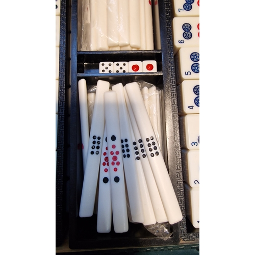 93 - Vintage Mahjong Mah Jongg Bamboo Set - 144 Bamboo Tiles, 88 Sticks & 4 dice