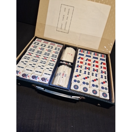 93 - Vintage Mahjong Mah Jongg Bamboo Set - 144 Bamboo Tiles, 88 Sticks & 4 dice