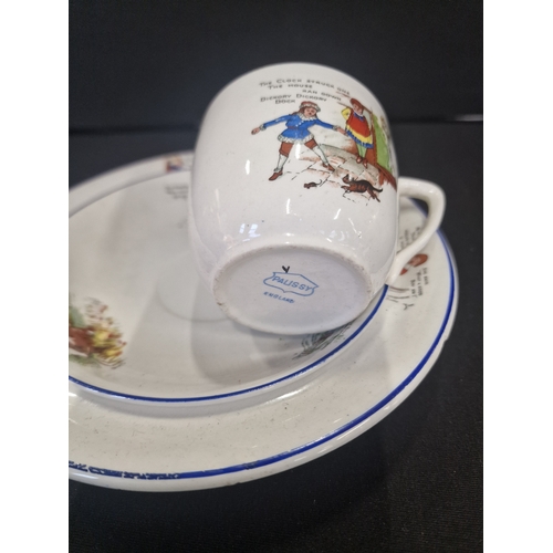 123 - A vintage Palissy nursery rhyme set. Includes  tea cup and saucer with bowl