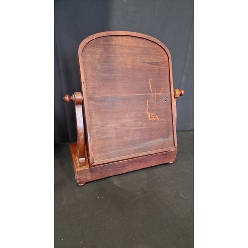 147 - Victorian figured walnut toilet chavel mirror with two drawers