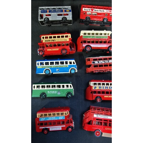 150 - A collection of vintage Buses.  Includes Lledo, corgi, matchbox and days gone.