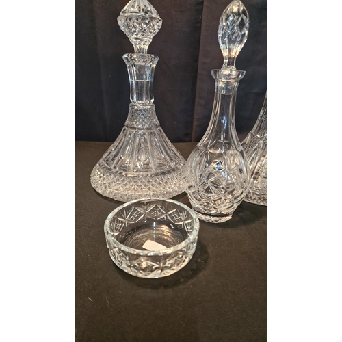 179 - Two ship lead crystal decanters, sherry decanter and lead crystal ware