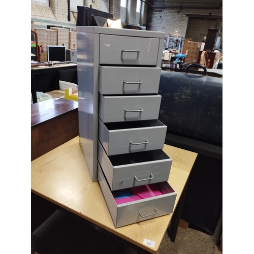 265 - Small Metal 6 Drawer Set. Approx. 66H x 28W x 41D cm