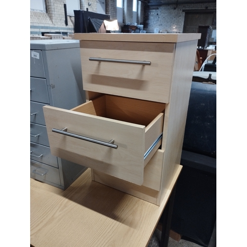 266 - 3 Drawer Nightstand Unit. Approx. 70H x 39W x 39D cm