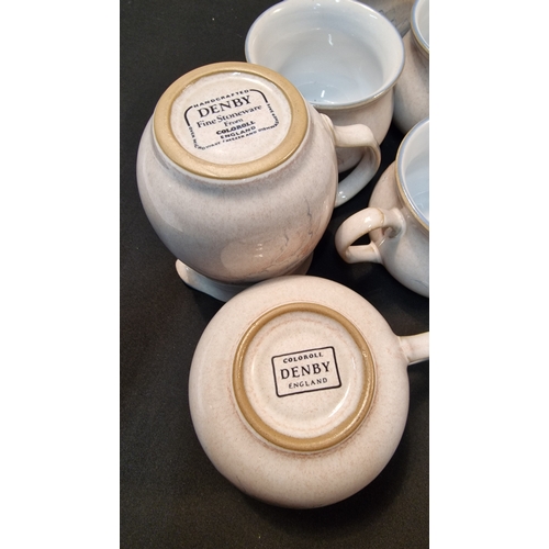 207 - 16 piece DENBY tasmin fine stoneware from coloroll. Cups, saucers, sugar bowl and milk jug