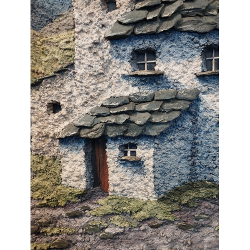 272 - A Stunning 3d Framed Painting of a Farmhouse using Plaster, Stone and Wood by Madge Pyle Postwar Con... 