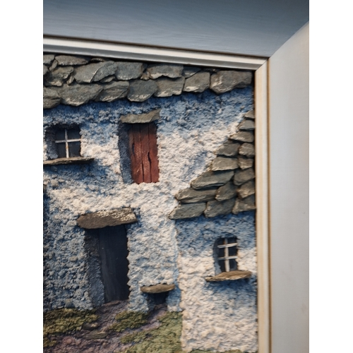 272 - A Stunning 3d Framed Painting of a Farmhouse using Plaster, Stone and Wood by Madge Pyle Postwar Con... 