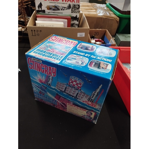 213 - Vintage Matchbox Stingray Marine Headquarters Action Playset with Extra Figures in Original Box