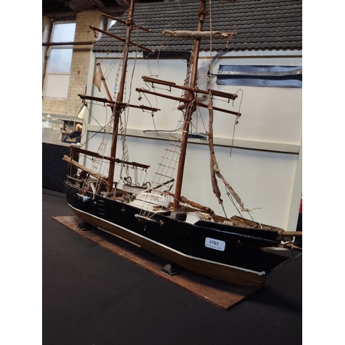 224 - Large Wooden Model Ship Approx. 56cm Length