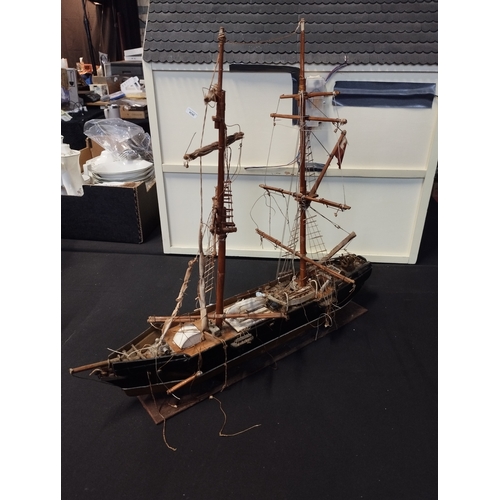 224 - Large Wooden Model Ship Approx. 56cm Length