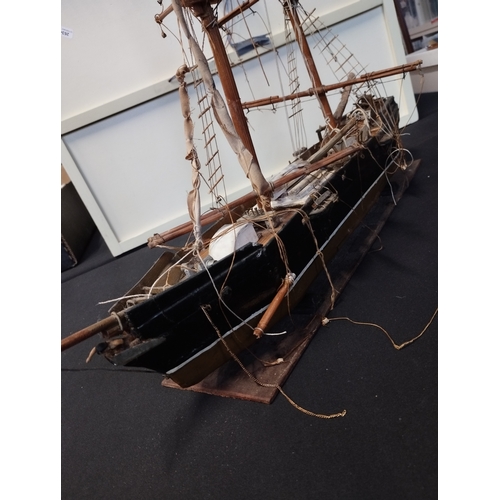 224 - Large Wooden Model Ship Approx. 56cm Length