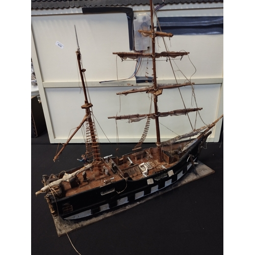 225 - Medium Wooden Model Ship. Approx. 47cm Length