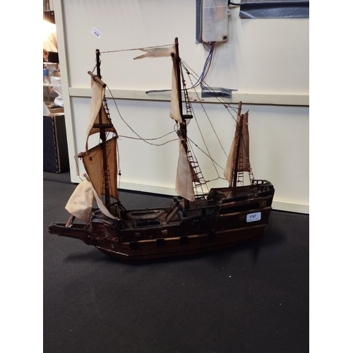 226 - Small Wooden Model Ship. Approx. 34cm Length