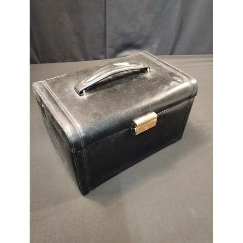 230 - Leather Jewellery Box with Carry Handle. Approx. 26cm Wide