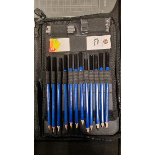 231 - Premium art supplies set, pencils, charcoal and accessories